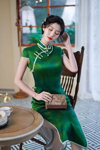 真丝旗袍长款2023夏季新款改良桑蚕丝复古时尚少女中国风连衣裙