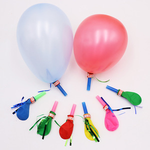 哨子气球金丝口哨气球 儿童有声玩具吹气球 宝宝生日派对用品