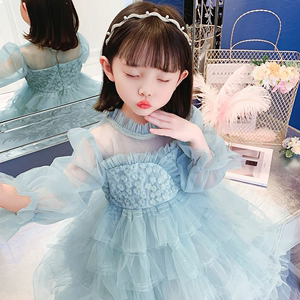 女童连衣裙春装新款儿童韩版洋气网纱蓬蓬蛋糕裙小女孩公主裙夏装
