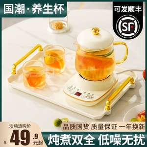 养生壶办公室小型mini多功能花茶壶煮茶家用一人养生杯烧水陶瓷