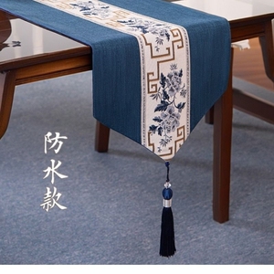 新中式桌旗禅意防水茶席茶台感长条桌垫盖布床旗茶几垫布桌布茶桌