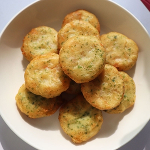 海苔鱼香虾饼儿童早餐食品速食油炸半成品虾仁海鲜速冻鲜虾饼冷冻