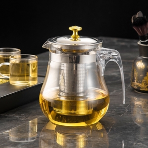 【304不锈钢胆】防爆耐热玻璃泡茶壶花茶壶玻璃茶杯过滤茶具套装