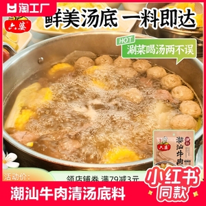 六婆潮汕牛肉火锅清汤底料小包装汤锅底料家用煮牛肉汤料包80g