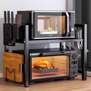 可伸缩厨房微波炉置物架烤箱锅架子家用多功能收纳柜调料微波炉架