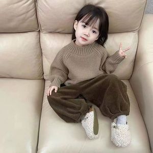 新款韩版儿童加厚粗针毛衣男女2024新款宝宝半高领洋气打底针织衫