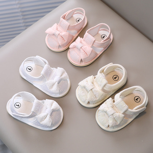 婴儿鞋夏季一岁女宝宝凉鞋软底学步鞋防滑防掉8-9-12个月外出布鞋