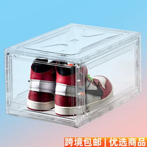 磁吸正开门高透明球鞋收纳盒可叠放组合收藏品展示柜精致新品收纳