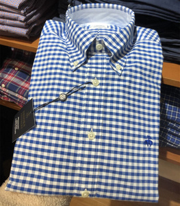 代购Brooks Brothers布克兄弟男士免烫长袖衬衫纯棉格子休闲衬衣