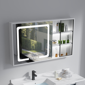 实木智能浴室镜柜单独挂墙式除雾镜子带灯卫生间置物架毛巾杆镜箱