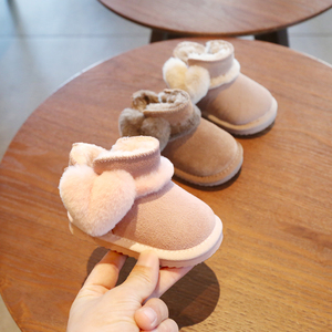 冬季女宝宝鞋子1-2岁公主加绒棉鞋加厚保暖雪地靴婴儿软底学步鞋3
