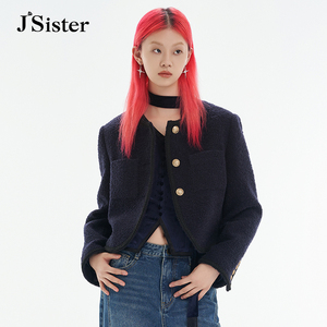 jsister 秋装专柜新款 JS女装时尚墨兰香风短外套 S334107227