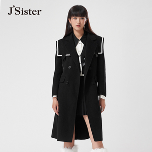 2折特卖款jsister 冬季 JS女装时尚黑色毛呢外套大衣 S240205704