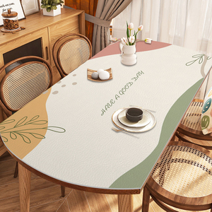 椭圆形餐桌垫防水防油防烫免洗可折叠伸缩园桌垫客厅茶几家用台布