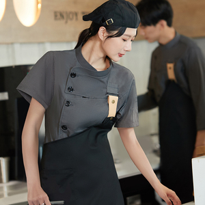 西餐厅厨师工作服短袖火锅店服务员制服夏装咖啡披萨烘焙店工作服