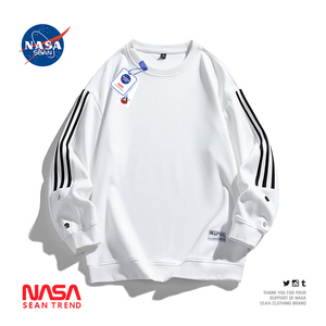 NASA联名圆领套头卫衣男潮牌春秋款宽松休闲长袖T恤上衣服打底衫