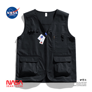 NASA联名美式复古工装马甲男士夏季潮牌机能战术背心坎肩无袖上衣