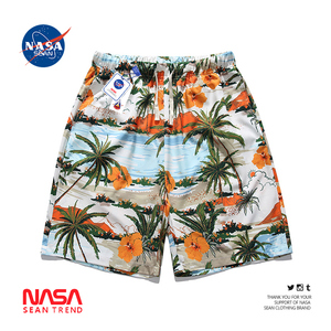 NASA联名夏威夷沙滩短裤男夏季潮牌宽松旅游度假运动休闲五分裤子