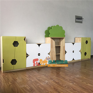 幼儿园早教儿童区角组合柜玩具柜实木造型收纳柜树形双开门储物柜