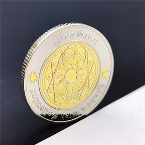西方塔罗牌许愿币 镀银银币日月光华幸运风水十二星座纪念币硬币