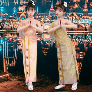 傣族服装儿童女新款西双版纳舞蹈服饰泰国傣族舞套装泼水节演出服