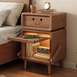 众恩机器人儿童床头柜实木家用可爱创意置物柜卧室床边收纳高柜储