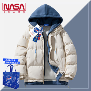 NASA联名假两件冬季棉袄男oversize羽绒棉服女款青少年学生棉衣潮