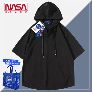 NASA联名夏季T恤冰丝速干polo衫连帽套头衫短袖卫衣男情侣青少年