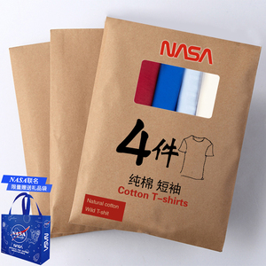 【4件装】NASA联名短袖t恤男人纯棉女士夏季新款潮牌潮流半袖体恤