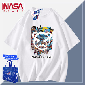 NASA联名美式纯棉重磅260g半袖男款短袖女士T恤恶魔宽松上衣服夏