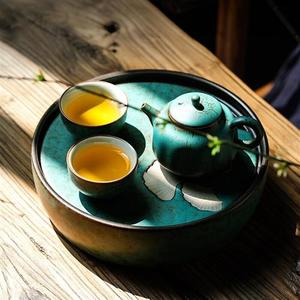高档领艺小套家用功夫茶具套装客厅陶瓷茶壶一壶两杯配圆形储水式