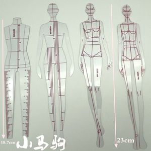 服装设计 女标准款效果款式图时装画模特手绘人体 模板尺 样板尺