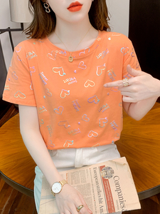 阿迪达斯纯棉短袖t恤夏季女装2024年新款印花设计感时尚宽松上衣