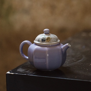 景德镇木槿紫釉下彩兰芳八方壶手工陶瓷泡茶壶带过滤功夫茶壶