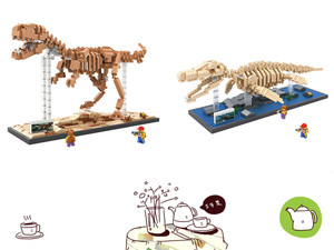 LOZ 9023霸王龙 9024沧龙 小颗粒益智拼装侏罗纪恐龙化石玩具积木