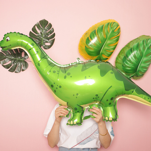 恐龙主题生日派对布置宝宝儿童背景装饰气球绿色叶子长颈恐龙气球