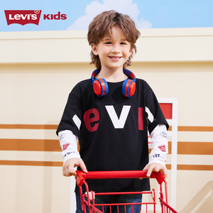 Levi’s李维斯童装男童卫衣长袖T恤2024夏季新款假两件上衣打底衫