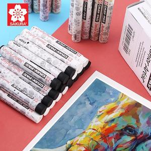 日本SAKURA正品进口樱花油画棒小盒装白色黑色红色绘画防水软蜡笔