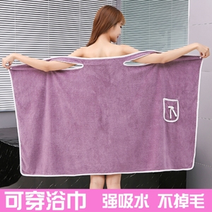 日式进口MUJIΕ可以穿的女士吊带浴巾穿戴式浴袍女夏四季通用速干