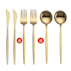 北欧ins不锈钢刀叉勺 三件套牛排刀叉套装西餐餐具家用金属主餐勺