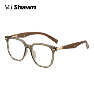 MJ Shawn新款文艺方框眼镜架木纹镜腿复古超轻眼镜框防蓝光眼镜女