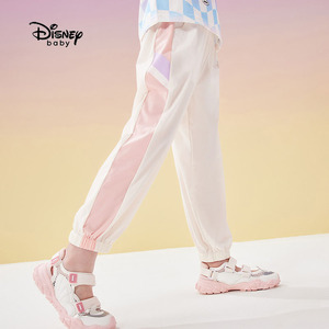 冰丝凉感 迪士尼女童梭织裤子夏季新儿童运动裤轻薄小孩宽松长裤