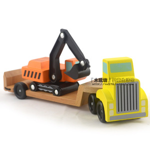 挖土机运输卡车套装木头仿真车儿童益智组合玩具男孩生日礼物