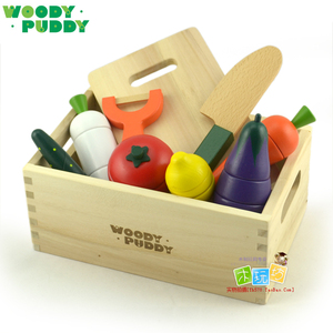木质磁性水果木盒蔬菜切切看 木制出口宝宝切切乐儿童玩具