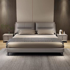 真皮床现代简约主卧双人床18米大床家用软包斜靠背床卧室床储物床