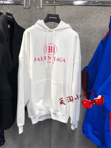 Balenciaga/巴黎世家 21胸前BB字母印花logo连帽卫衣男帽衫外套女