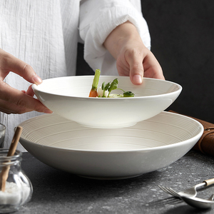 菜盘子碗家用2024新款白色陶瓷碟子8寸餐盘高级感餐具日式深汤盘