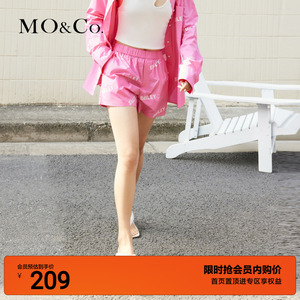 MOCO斜向标语印花笑脸刺绣美式运动短裤热裤裤子女