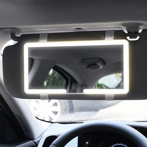 汽车遮阳板化妆镜带LED灯通用车载内饰用品主副驾驶加装梳妆镜子