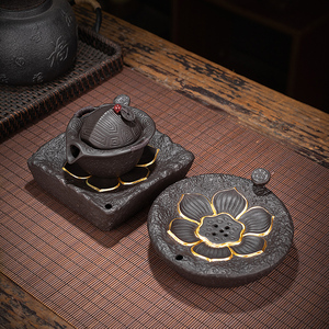 创意莲花紫砂壶承干泡台家用小型储水式复古壶托托盘高端养壶茶垫